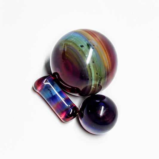 US Glass Glassblown Custom Terp Slurper Marble Set - Purple Amber