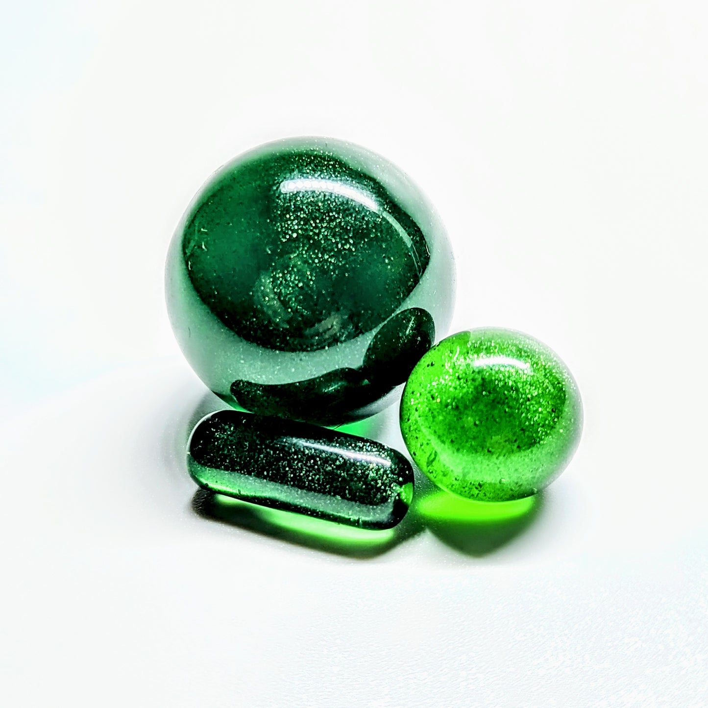 US Glass Glassblown Custom Terp Slurper Marble Set - Green Stardust